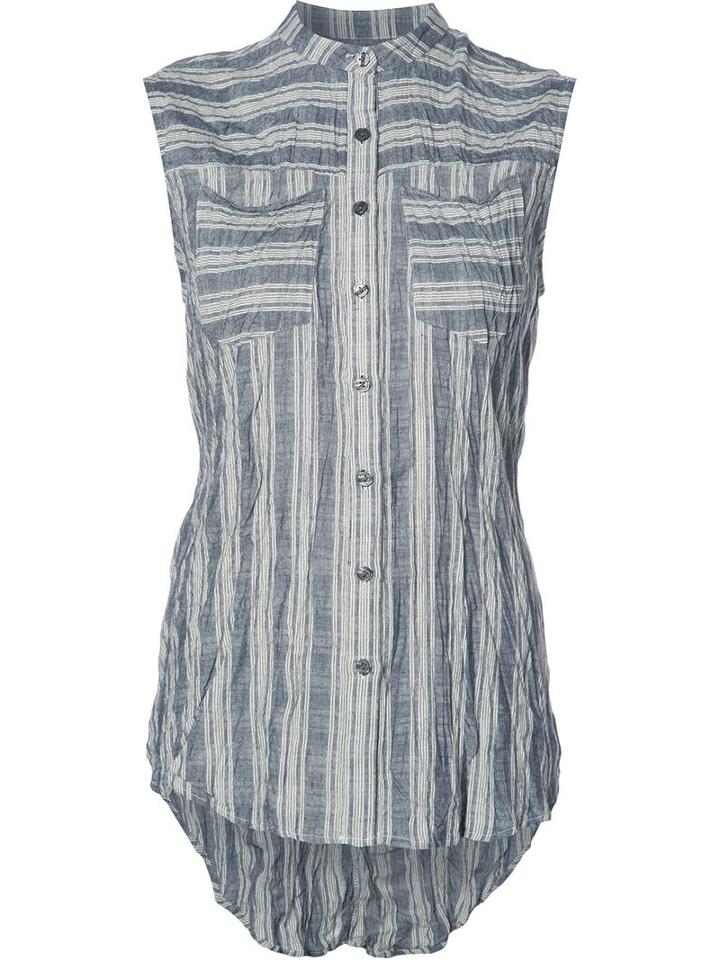 Derek Lam 10 Crosby Striped Sleeveless Shirt, Women's, Size: Xs, Grey, Cotton