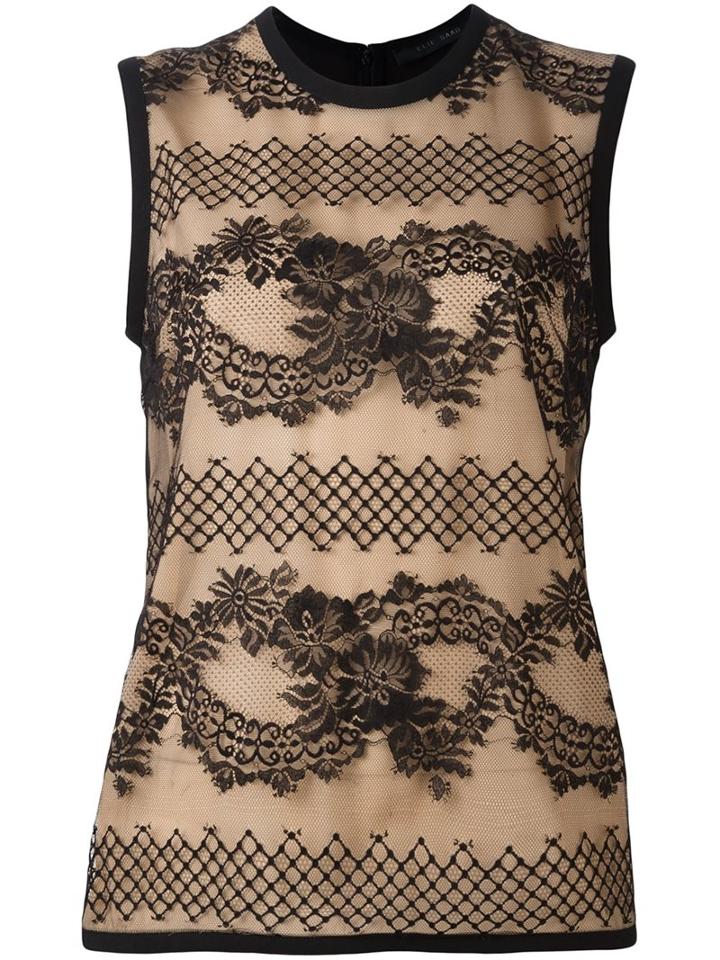 Elie Saab Lace Detail Tank Top, Women's, Size: 42, Black, Silk/polyamide