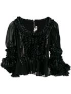 Comme Des Garçons Sheer Ruffled Blouse - Black