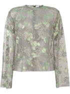 Msgm Floral Jacquard Blouse, Women's, Size: 40, Green, Polyamide/polyester