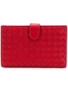 Bottega Veneta Intrecciato Leather Wallet - Red