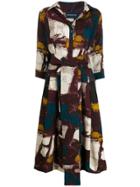 Samantha Sung Square Print Shirt Dress - Red