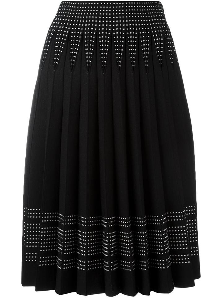 Alexander Mcqueen Pleated A-line Skirt, Women's, Size: Medium, Black, Polyamide/polyester/spandex/elastane/wool