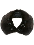 Yves Salomon Jewel Embellished Collar, Women's, Brown, Mink Fur/silk/acrylic