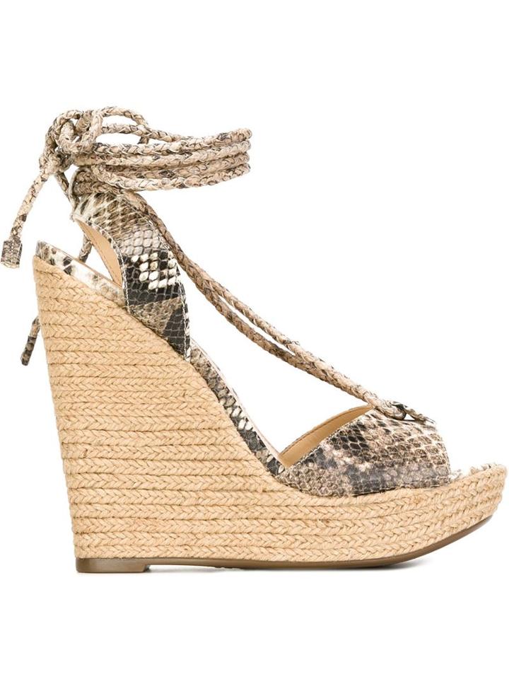 Schutz Snakeskin Print Wedge Sandals