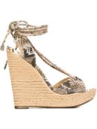 Schutz Snakeskin Print Wedge Sandals