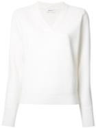 En Route V-neck Knitted Jumper, Women's, White, Wool