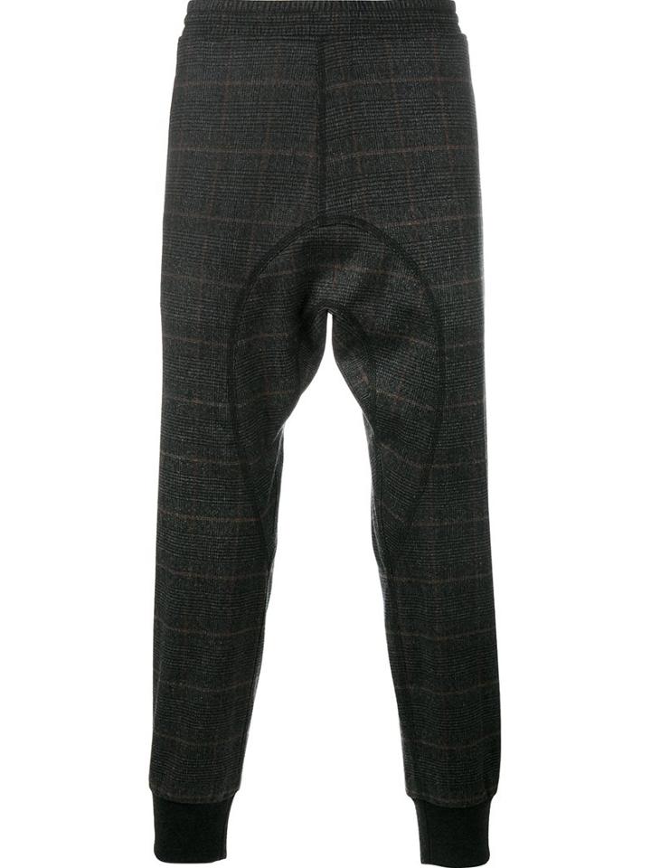 Neil Barrett Check Print Sweatpants, Men's, Size: 50, Grey, Cotton/polyamide/spandex/elastane/virgin Wool
