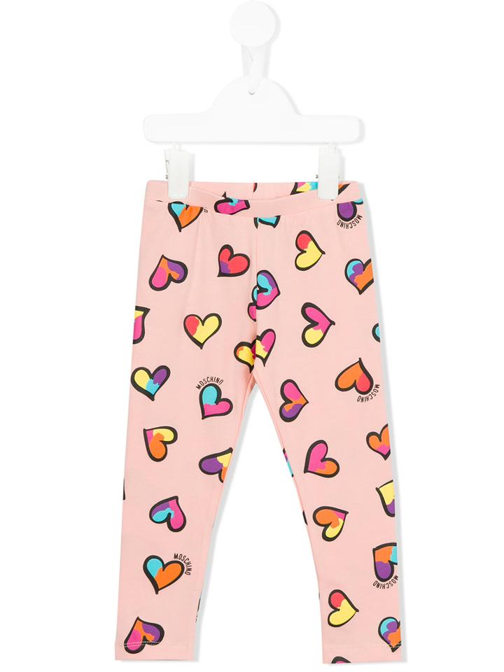 Moschino Kids Heart Print Leggings, Toddler Girl's, Size: 2 Yrs, Pink/purple