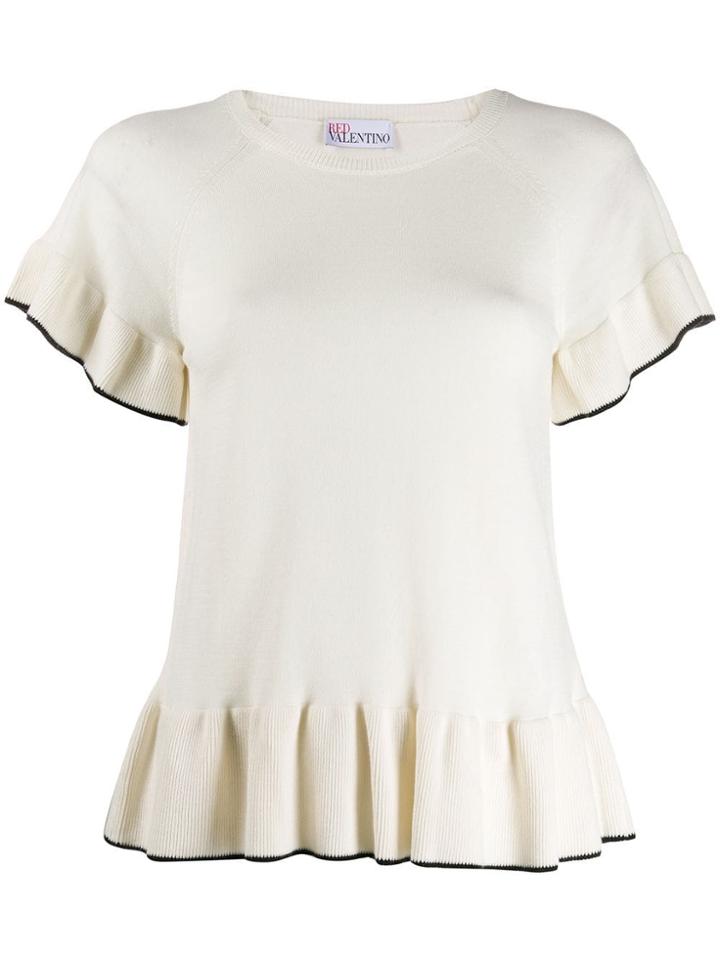Red Valentino Frill Trim Top - White