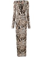 Alexandre Vauthier Lynx Printed Long Dress - Brown