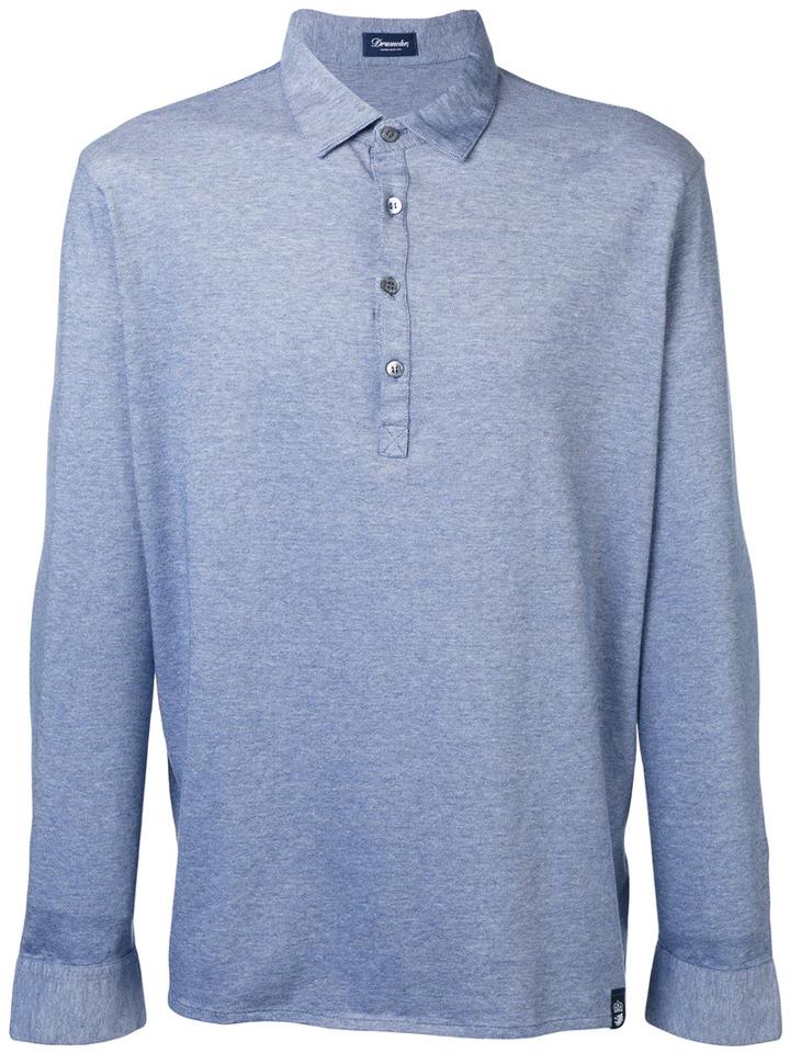 Drumohr - Long Sleeve Polo Shirt - Men - Cotton - Xl, Blue, Cotton