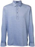 Drumohr - Long Sleeve Polo Shirt - Men - Cotton - Xl, Blue, Cotton