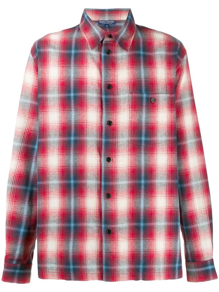 Bornxraised Plaid Logo Shirt - Red