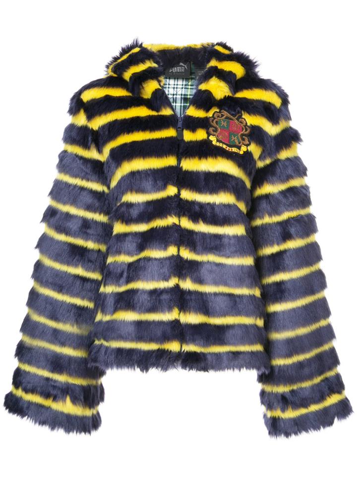 Fenty X Puma Faux Fur Striped Jacket - Blue