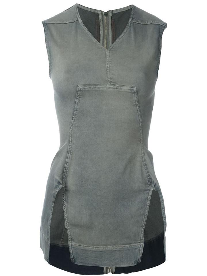 Rick Owens Drkshdw 'zip On The Back' Tank Top, Women's, Size: Small, Blue, Cotton/spandex/elastane