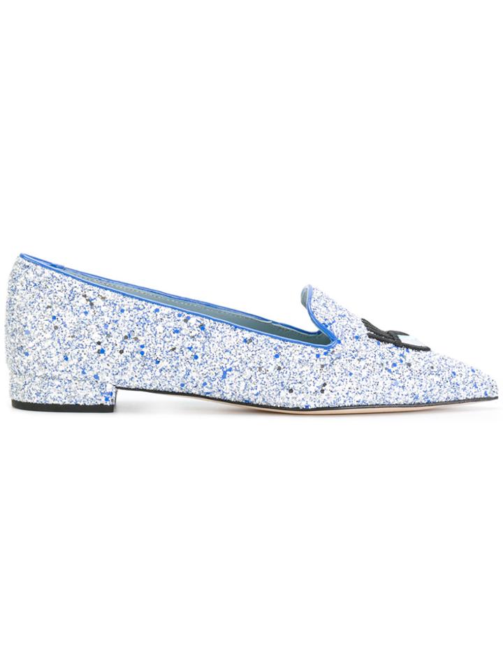 Chiara Ferragni Logomania Pointed Toe Slippers - Blue