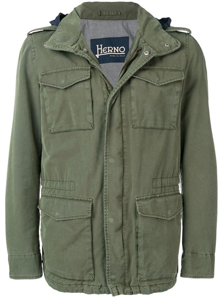 Herno Hooded Military Jacket - Green