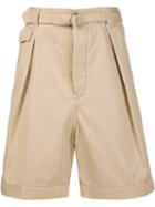 Sacai Pleated Shorts, Men's, Size: 4, Nude/neutrals, Cotton