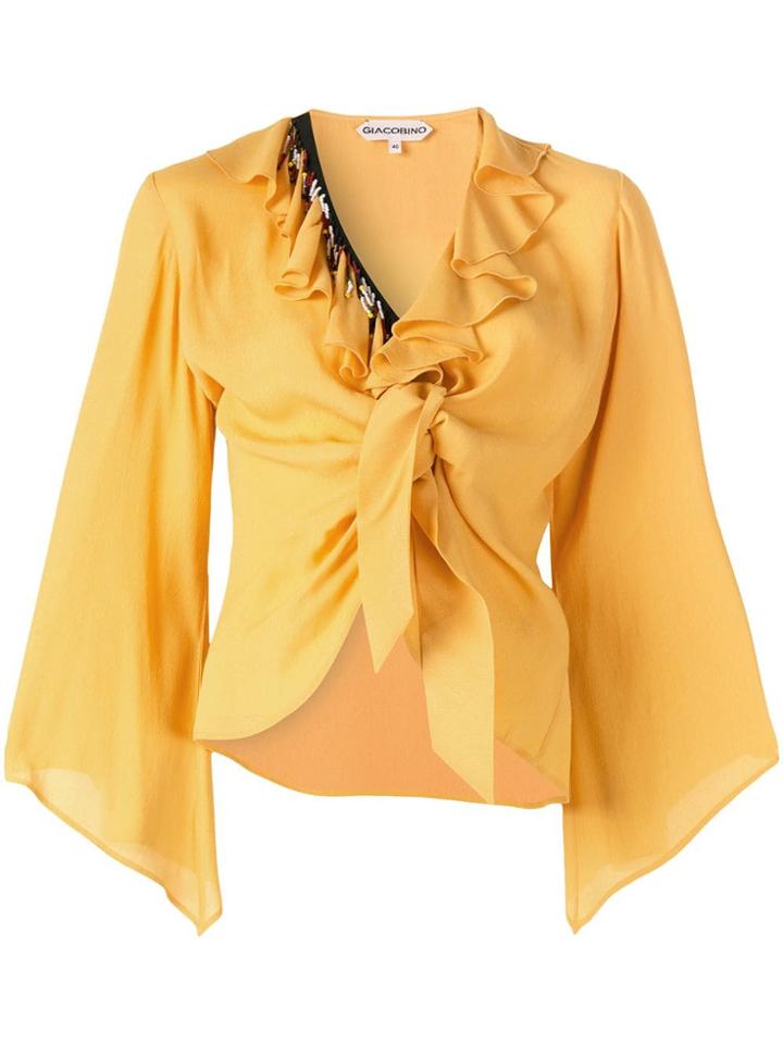 Giacobino Ruffled Tie Knot Blouse - Yellow