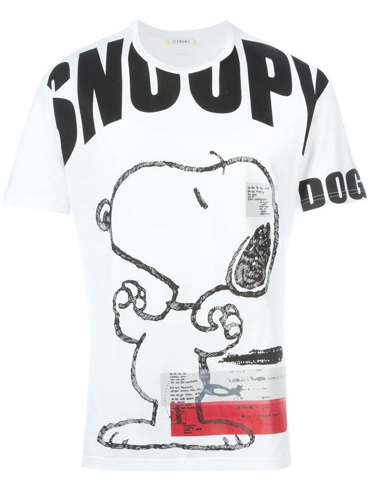 Iceberg Snoopy Motif T-shirt, Men's, Size: M, White, Cotton