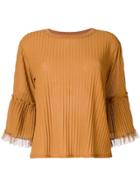 See By Chloé Bell-sleeve Knitted Top - Yellow & Orange
