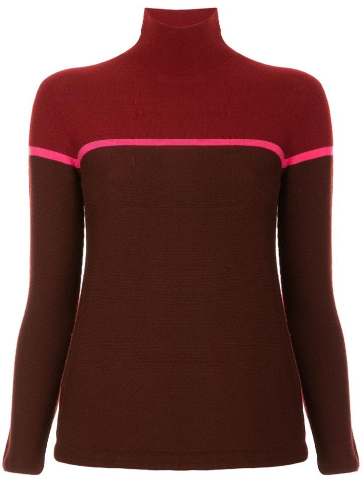 Molli Two-tone Turtle Neck Jumper - Red