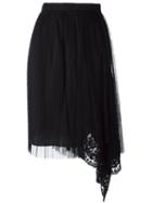 No21 Asymmetric Lace Skirt, Women's, Size: 40, Black, Silk/cotton/polyamide/acetate