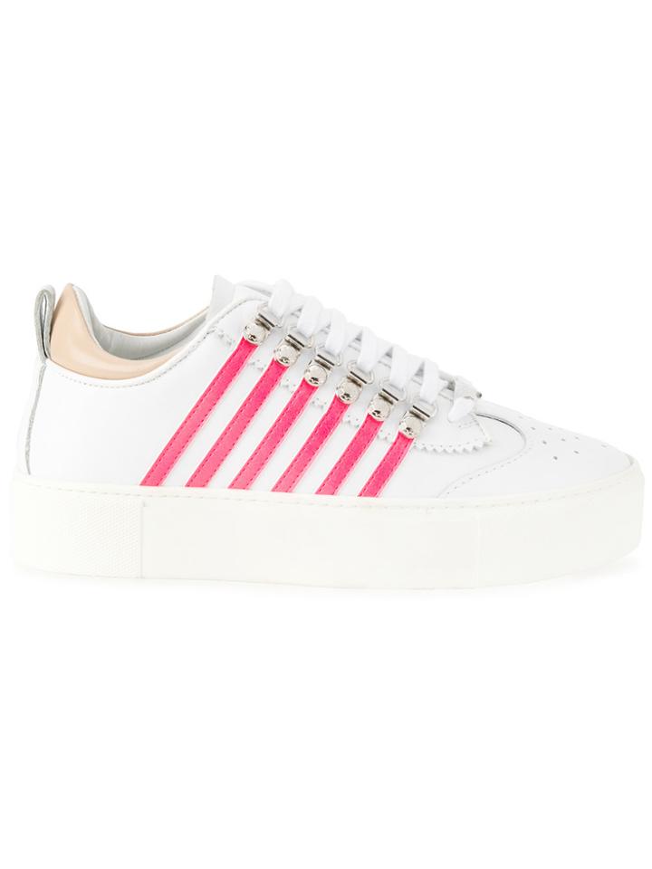 Dsquared2 Platform Sneakers With Side Stripes - White