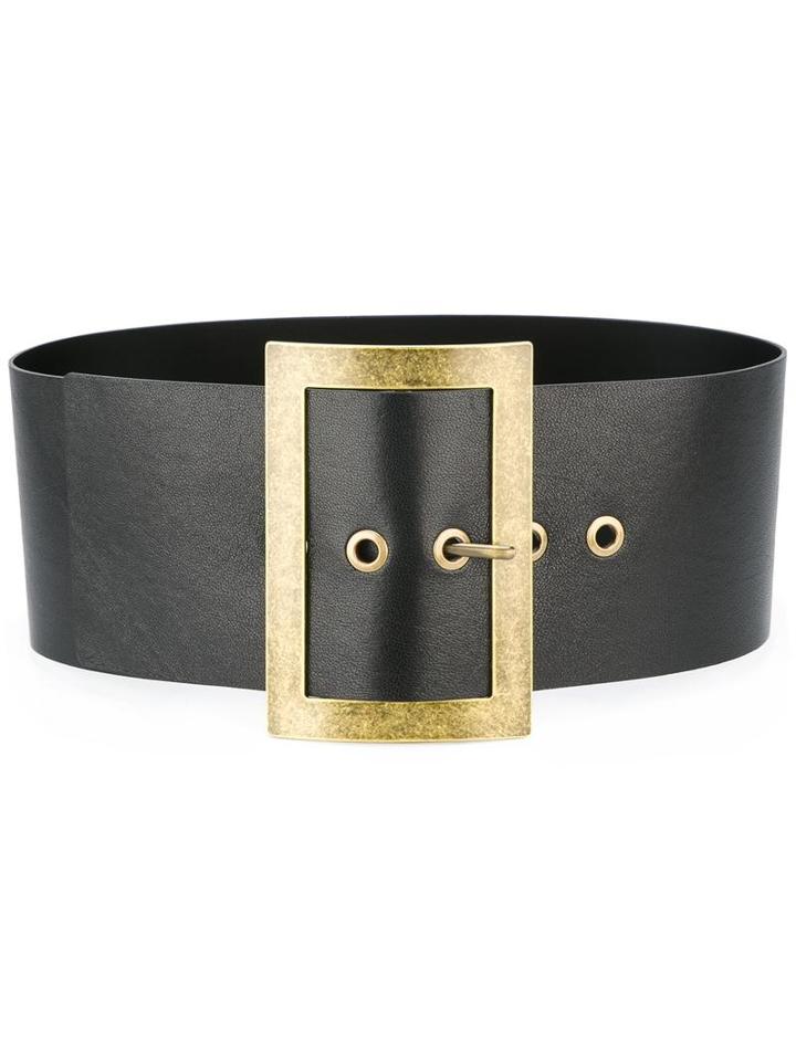 Philosophy Di Lorenzo Serafini Wide Buckle Belt, Women's, Size: 42, Black, Calf Leather