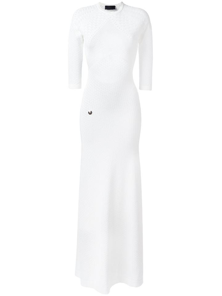 Philipp Plein Satureja Long Knitted Dress, Women's, Size: Large, White, Viscose/polyester