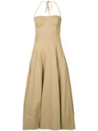 Ulla Johnson - Halterneck Flared Dress - Women - Cotton/linen/flax/tencel - 2, Brown, Cotton/linen/flax/tencel