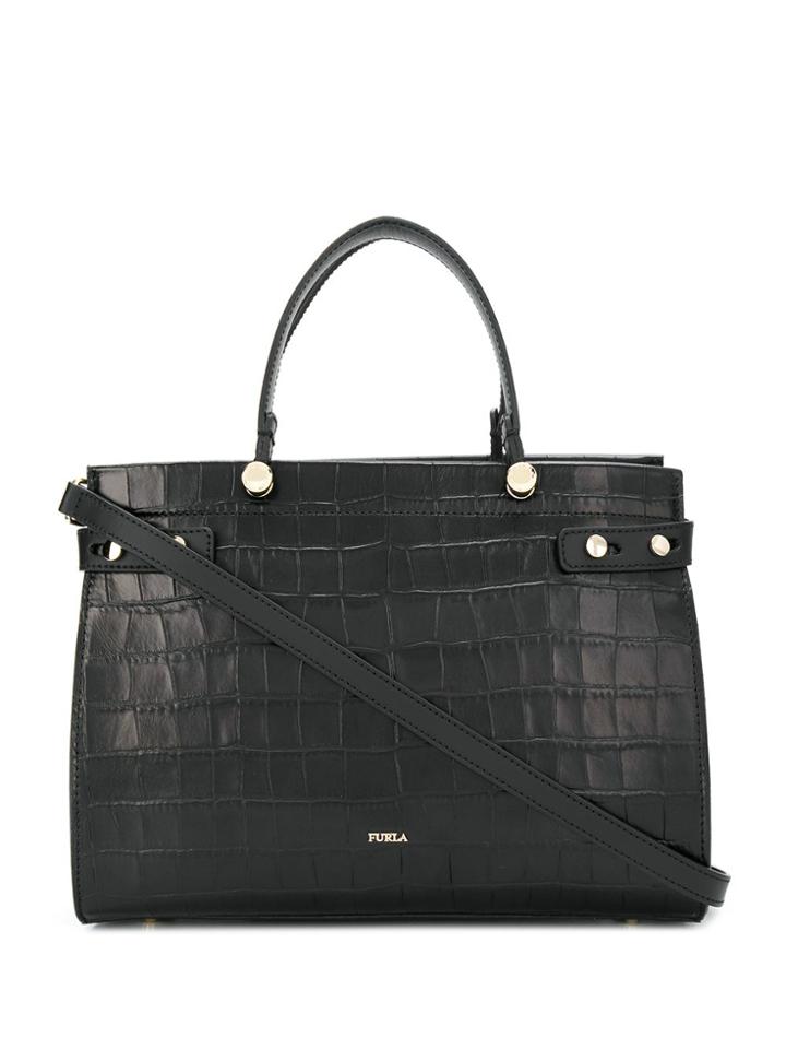 Furla Crocodile-effect Tote Bag - Black