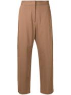 H Beauty & Youth. High-rise Tailored Cropped Trousers, Women's, Size: Small, Brown, Cotton