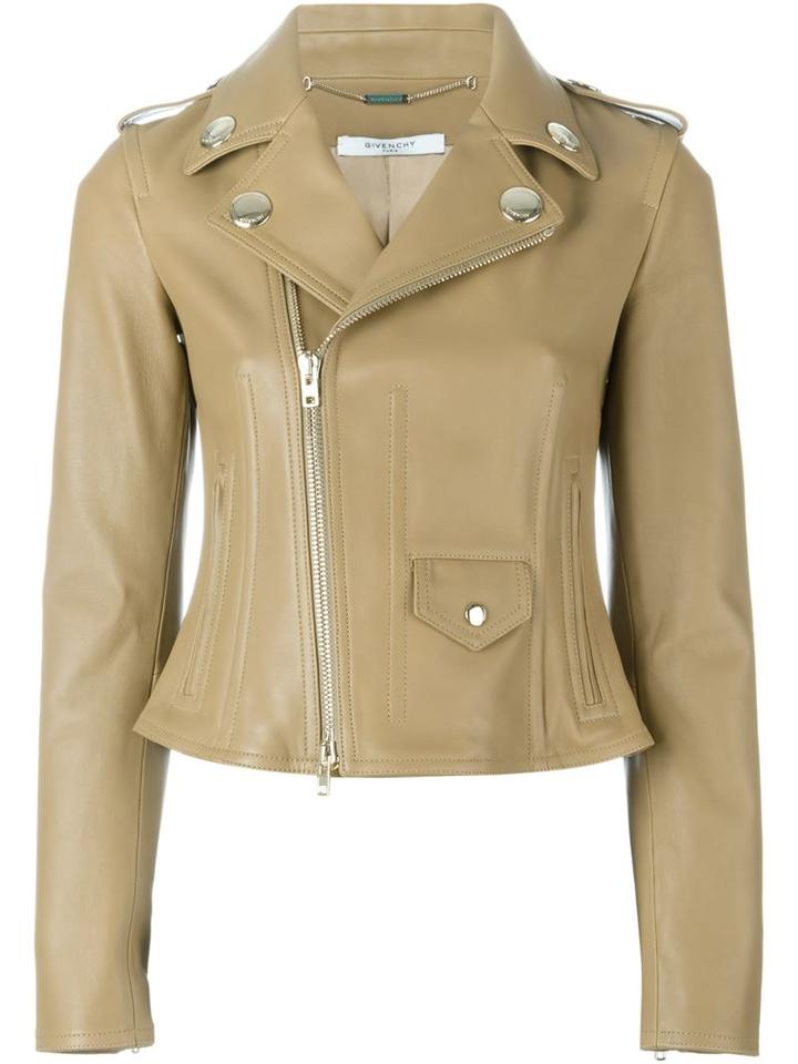 Givenchy Classic Biker Jacket, Women's, Size: 38, Nude/neutrals, Lamb Skin/acetate/viscose