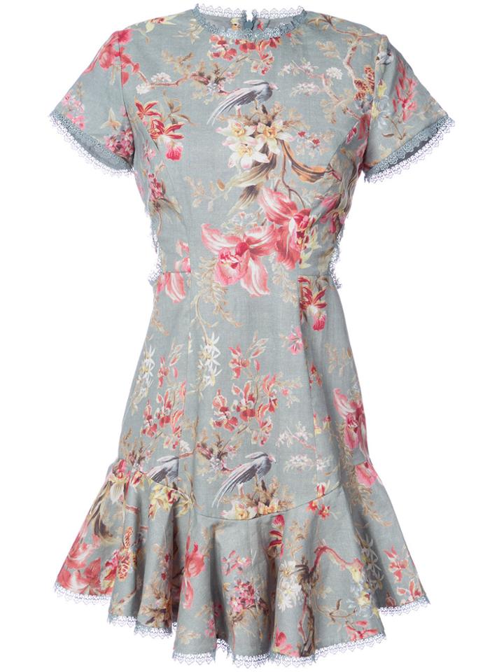 Zimmermann Floral Print Ruffled Dress - Blue