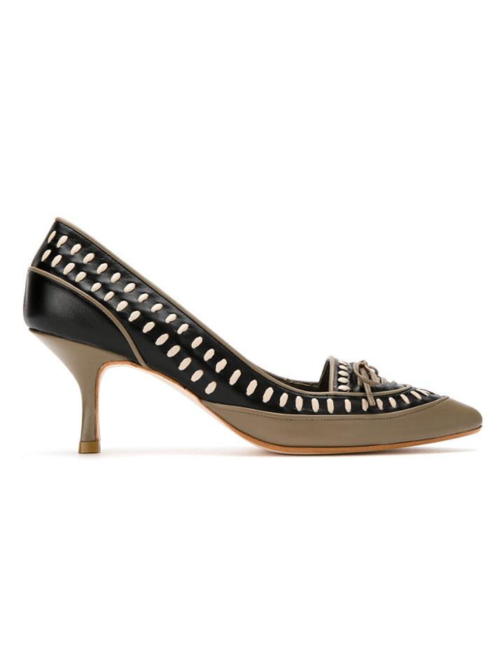 Sarah Chofakian Panelled Leather Pumps - Black
