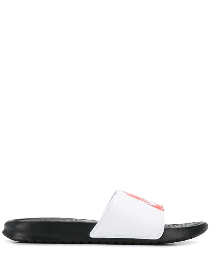Nike Logo Print Slide Sandals - White
