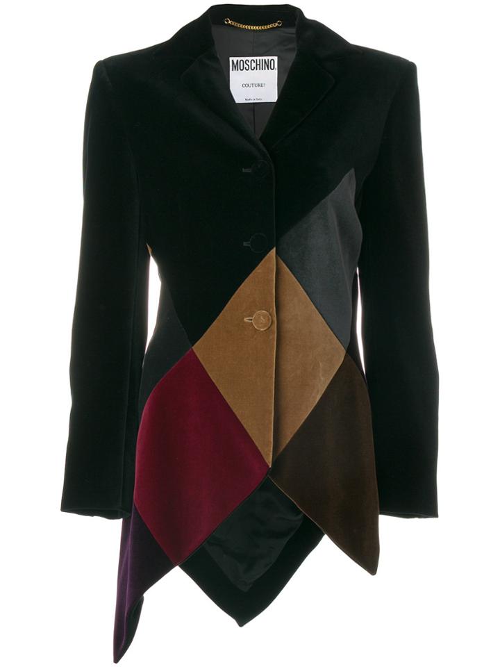 Moschino Vintage Panelled Velvet Blazer - Black