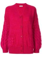 Coohem Mohair Cable Knit Cardigan - Pink
