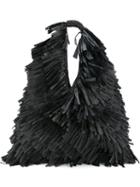 Mm6 Maison Margiela Oversize Fringe Shoulder Bag, Women's, Black, Cotton/paper