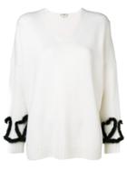 Fendi Mink-trimmed V-neck Jumper - Nude & Neutrals
