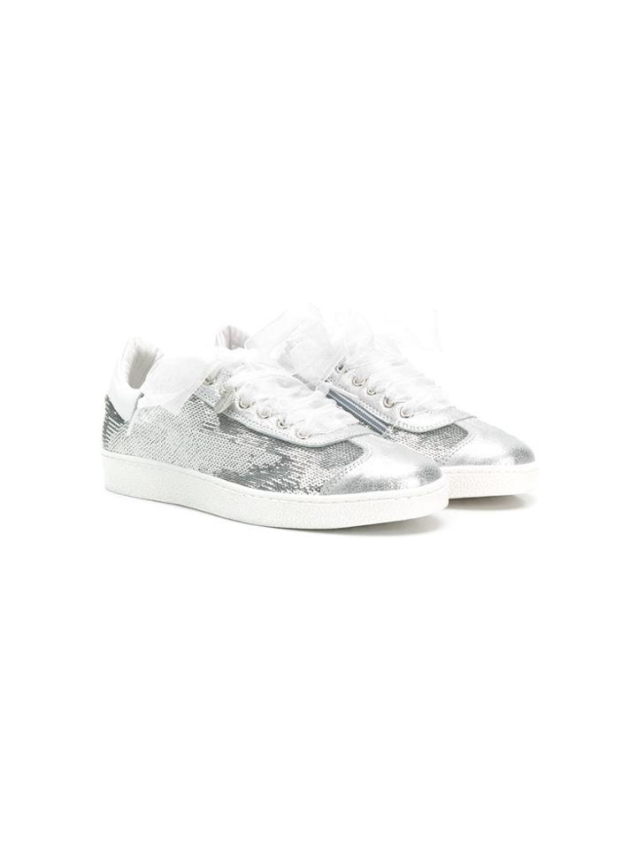 Monnalisa Teen Sequinned Sneakers - Silver
