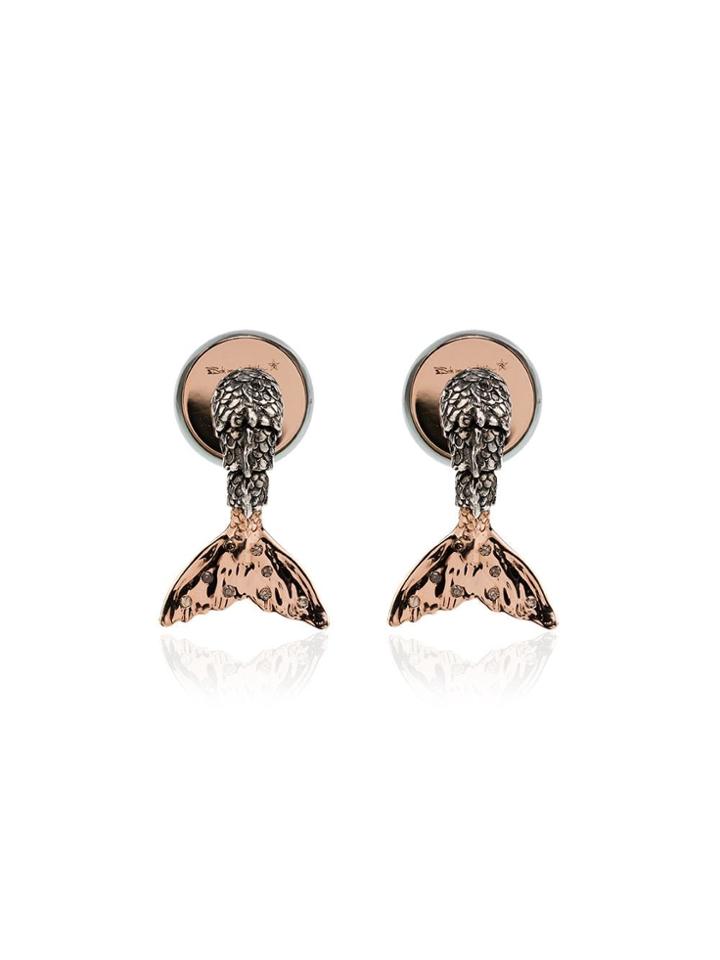Bibi Van Der Velden Fish Tail Pearl Lobe Earrings - Metallic