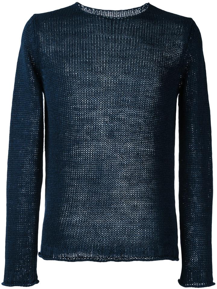 Roberto Collina Maglia Girocollo Knitted Jumper, Men's, Size: 48, Blue, Linen/flax