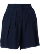 Scanlan Theodore 'cdc' Pleated Front Shorts, Women's, Size: 6, Blue, Silk