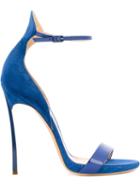 Casadei Ankle Strap Sandals, Women's, Size: 40, Blue, Patent Leather/suede/leather