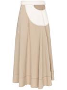 Loewe Cut Out Leather Insert Midi Skirt - Neutrals