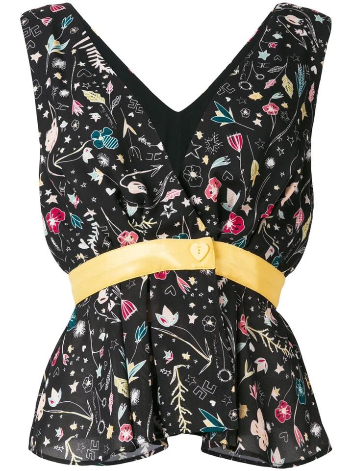 Elisabetta Franchi Printed Sleeveless Blouse - Black