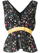 Elisabetta Franchi Printed Sleeveless Blouse - Black